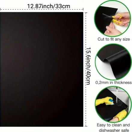 2-Pack Teflon Non-Stick Oven Liners, BPA & PFOA Free, Heavy Duty Reusable Mats for Electric, Gas, Microwave Ovens, Toasters, BBQs - Kitchen Cleaning Accessories