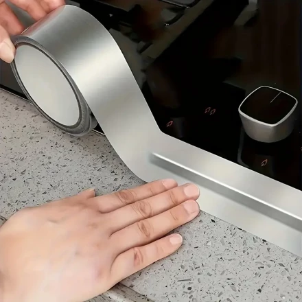 A Self-Adhesive Waterproof Aluminum Foil Tape Suitable for Trimming Edges in Kitchens, Bathroom Showers, And Toilets.