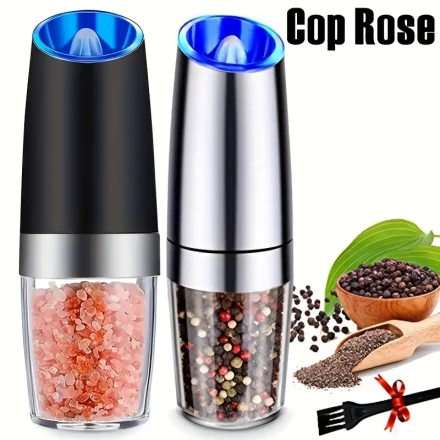 Pepper Mill, Home Sea Salt Mill, Electric Adjustable Spice Mill, Reusable Pepper Mill, Kitchen Gadgets, Adjustable Roughness, Battery Powered LED Light, One Handed Automatic Operation, for Any Occasion!
