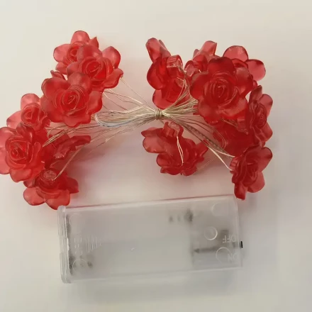 [1 Set 20-Head LED Rose Flower String Lights] 20-Head Battery-Powered LED Rose Flower String Lights, Red Romantic Ambiance Lighting for Valentine'S Day, Birthday, Proposal, Room Decor - 36V & Below, No Batteries Included