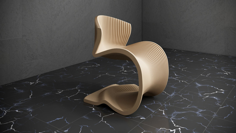 Curved wooden chair