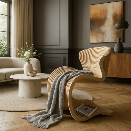 Curved wooden chair