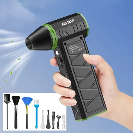 HSTOP Portable Turbo Jet Fan - USB Rechargeable with Digital Display, Ideal for Cars, Cleaning & Camping