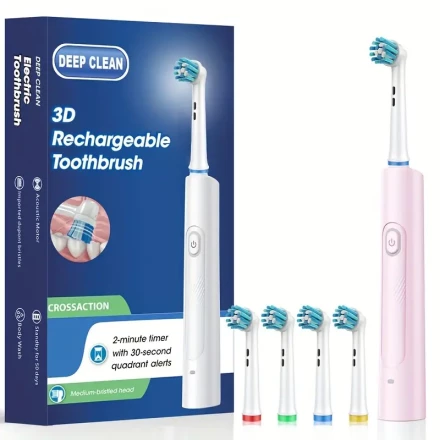 Smart Electric Toothbrush for Couples - USB Rechargeable, 3D Round Head with Soft Bristles for Deep Clean & Whitening