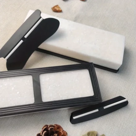Large Polished White Agate Sharpening Stone 180 x 60 x 30cm with Bamboo Base & Foot Pad, 10,000 #/8,000 # Grit for Precision Sharpening, Ideal for Home and Professional Use, Knife Sharpener