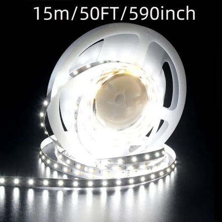 Customizable Length, Flexible USB LED Strip Lights 99.97-1524.0cm - Easy Install, Cut-to-Size, Button Control, Warm/White Light for TV Backlighting, Bedroom, Cabinet & Party Decor