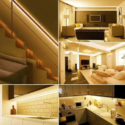 Customizable Length, Flexible USB LED Strip Lights 99.97-1524.0cm - Easy Install, Cut-to-Size, Button Control, Warm/White Light for TV Backlighting, Bedroom, Cabinet & Party Decor