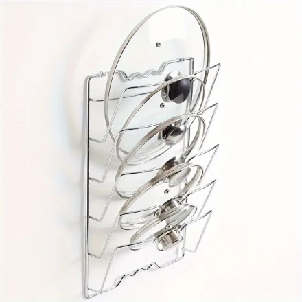 1pc Hanging Pot Lid Holders, Multifunctional Pot And Lid Rack Wall-Mounted Storage Rack, Cutting Board Storage Rack, Kitchen Accessories