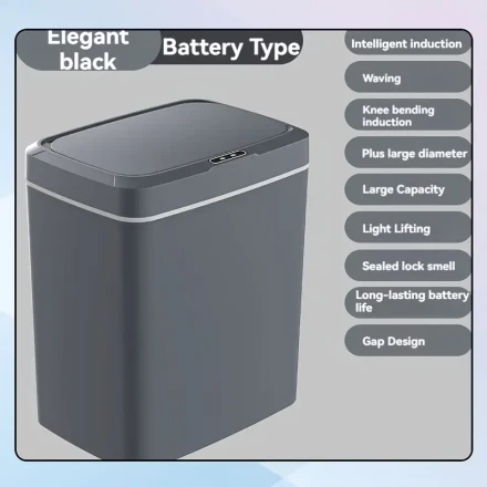 Modern White Smart Trash Can - Automatic Opening, Infrared Sensing, Multi-Scene ABS Garbage Bin with Button Control, Battery-Free Operation for Home & Office