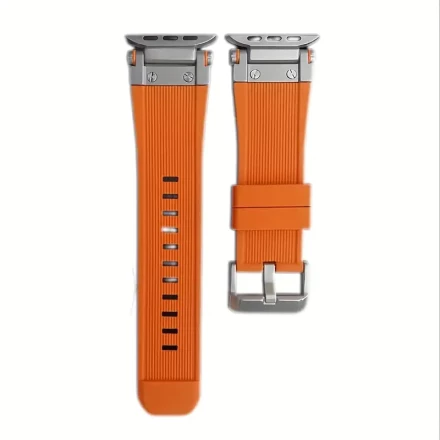 1pc Rugged Silicone Sport Watch Band for Apple Watch Ultra Series 9/8/7/6/5/4/3/2/1/SE - Waterproof, Breathable Design with Folding Buckle, Orange, Compatible with 49/45/44/42mm Models, Durable and Stylish Accessory, Apple Watch Accessories
