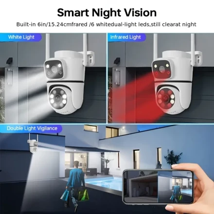 1 outdoor Wifi security network camera, audio CCTV monitoring 360 IP camera full color day and night, humanoid motion detection, two-way voice intercom, 360-degree panoramic monitoring, 2.4GHz smart home monitoring camera.
