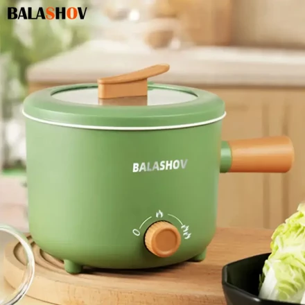 BALASHOV Electric Pot with Steamer Rack: 1.6L Non-Stick Sauté Pan, Portable Mini Rapid Cooker with Power Adjustment, Suitable for Pasta, Steak, Noodles, And College Dorm Rooms - EU Plug, 220-240V for Winter