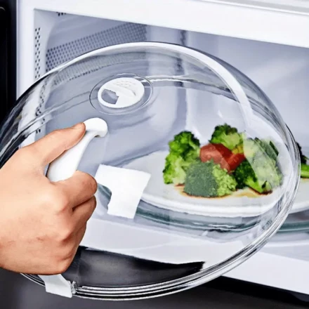 Reusable Transparent Microwave Splatter Guard - Airtight, Heat-Resistant Lid for Oil & Spill Protection