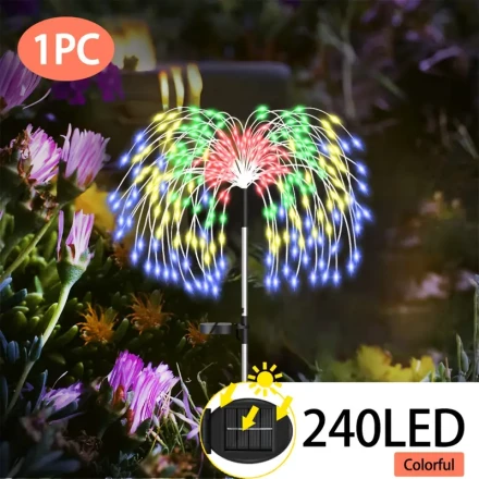 Outdoor Solar Viewing Fireworks Lights, 8 Lighting Modes Solar Festival Viewing Decorative Lights, Courtyard Garden Paths, Courtyard Villas, Outdoor Light Sensitive Smart Lighting, LED Lighting