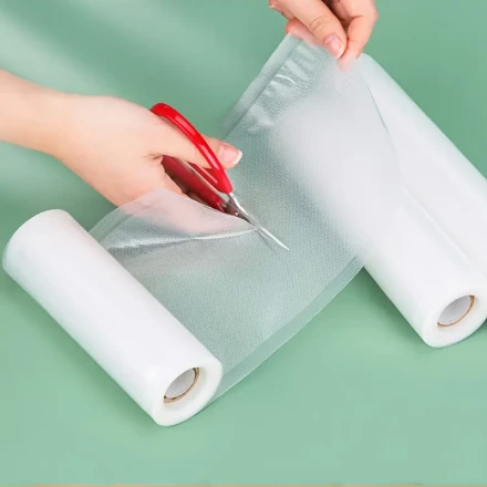 -Cut Vacuum Sealer Bags - 5.0 meter Roll, Food-Grade PA+PE Material, Heavy-Duty 4 Mil Thickness, Transparent with Groove Design for Easy Sealing, Ideal for Longer Freshness, Kitchen Storage & Meal Prep