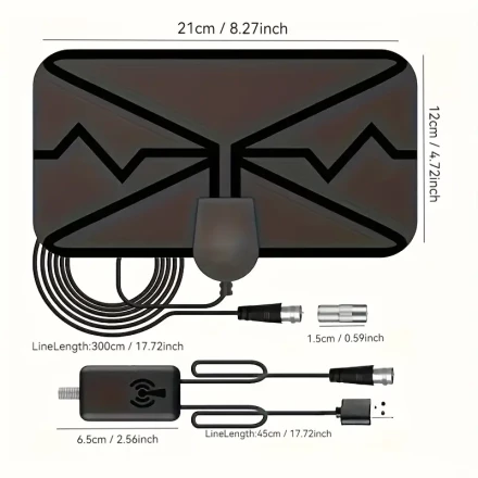 Indoor Mini Antenna, TV Antenna Supports 4K 1080P, Indoor HDTV Digital Antenna, Equipped with an Amplifier HDTV Adapter, Suitable for Receiving Wireless Signals on Both New And Old Tvs.