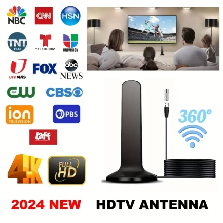 HDTV 4K Indoor Outdoor Antenna, Digital TV Antenna HDTV 4K High Definition, Signal Booster, Long Distance Reception, 1080P Digital Antenna, HDTV Antenna Satellite HD VHE UHE High Gain Antenna, for Home TV, Car TV Receiver Signal, Support: HDTV, DVB-T2, DT