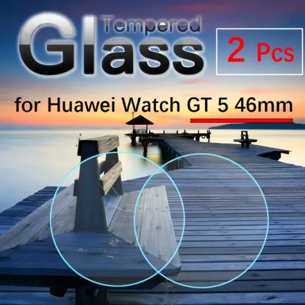 2-Pack 9H Hardness Tempered Glass Screen Protector for Huawei Watch GT 5 46mm - Anti-Fingerprint, HD Clarity, Scratch Resistant, Easy Installation