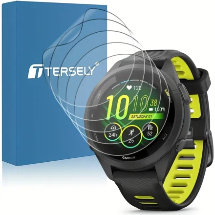 T TERSELY Screen Protector for Garmin Forerunner 265s, 4H Hardness, Full Coverage, Anti-Scratch, HD Clear TPU Soft Flex Film Guard, Polyethylene Terephthalate Material, No Battery Required