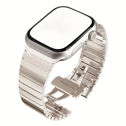 Stainless Steel Watch Band for Apple Watch Series 1-9 & SE Ultra, Men'S Metal Bow Buckle Strap, Fits 49mm-40mm, Ideal Gift for Family, Friends, Holidays, Birthdays