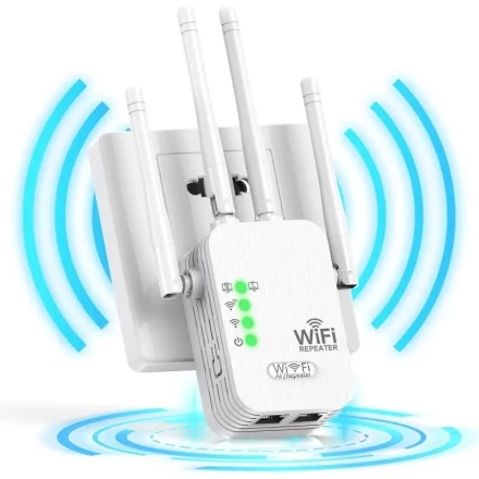 1pc WiFi Extender Signal Booster for Home - High-Efficiency 1200Mbps Internet Repeater, Long Range Coverage up to 12880Sq.ft, Supports 120 Devices, 220-240V European Standard Plug, Power Supply Included
