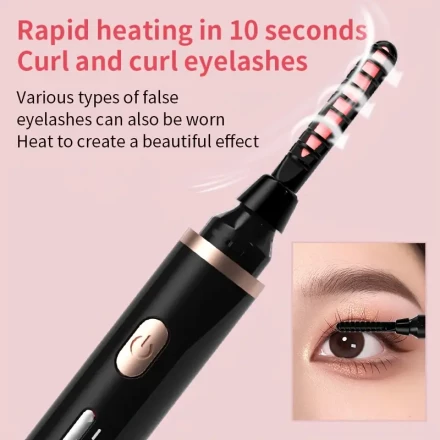 USB Rechargeable Electric Eyelash Curler with Heat - Long-Lasting, Clear Roots, Safe for All Eye Shapes, 250mAh Lithium Polymer Battery