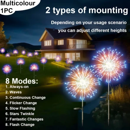 FACHOI Solar Firework Lights - 420 LED Outdoor Garden Lights,, 8 Modes, Perfect for Patio, Walkway, Pathway, Party & Wedding Decor