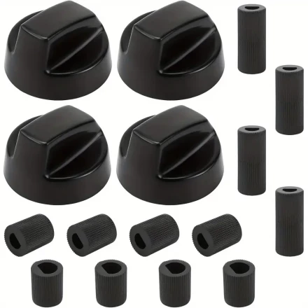 Set of Four Universal Black Control Knobs for 2024 Upgrades, Compatible with Various Brands of Stoves, Ranges, And Ovens, Ideal for Rvs, Campers, And Camping Equipment.