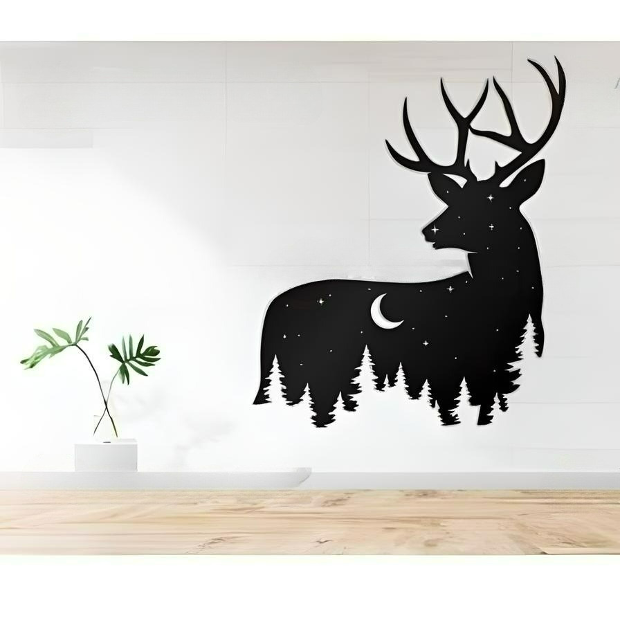 Wall Art with a Deer at Night