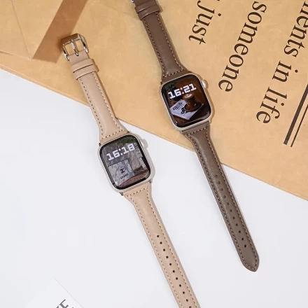 Stylish Beige Smart Watch Strap for Apple Watch Series Ultra & More, Adjustable Waist Pressure Design, Fits 38mm-49mm, Durable Synthetic Synthetic Leather with Stainless Steel Buckle, Versatile Solid Color Replacement Wristband, Apple Watch Accessories