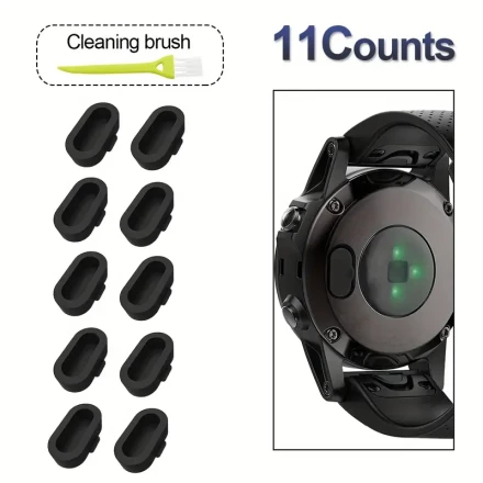 6/11pcs Dust Plug Compatible With Garmin Fenix 7 7S 7X 6 6S 6X Pro 5 5S 5X Plus/Vivoactive 3/4/Venu/Forerunner 935 and Cleaning brush Smartwatch Silicone Charger Port Protector Anti Dust Plugs Caps Cover