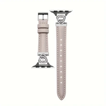 Ocean Heart Spliced Double Love Synthetic Leather Smartwatch Bands Compatible with Apple Watch Series 10/9/8/7/6/5/4/3/2/SE, Women's Fashion Sport Watch Accessory, No Battery - Fits 38/40/41/42/44/45/49mm
