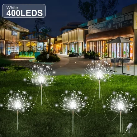 5-Pack Solar-Powered LED Starburst Lights, 300/400 LEDs, 8 Modes, ≤36V, Removable Lithium Battery, Outdoor Decorative String Lights for Garden, Courtyard, RV, Party, Lawn, Shopping Mall, Ramadan, Valentine'S Day Decor