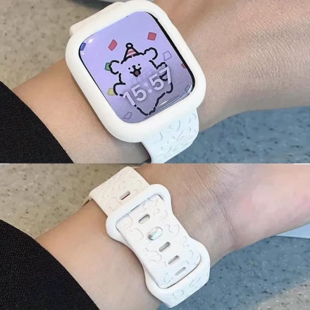 2in 1 Leopard Silicone Watch Strap & Protective Case Compatible with iWatch Band for iWatch Sizes 42mm 38mm 40mm 41mm 44mm 45mm 49mm Fashion Smart Watch Replacement iWatch Strap for Series Ultra2 Ultra SE2 SE 9 8 7 6 5 4 3 2 1 for Women As A Gift for Stud