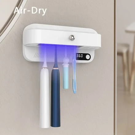 HOTU 4-Slot Toothbrush Holder, Wall Mounted Toothbrush Dryer, USB Charging Smart Cleaner with Rechargeable 1500mAh Battery, Operating Voltage ≤36V, Bathroom Toothbrush Organizer