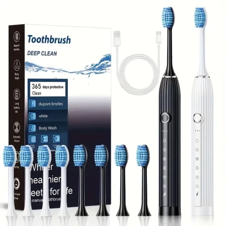 Soundwave technology Electric Toothbrush for Couples - Soft Bristles, USB Rechargeable with 500mAh Lithium Battery, Oral Care Device