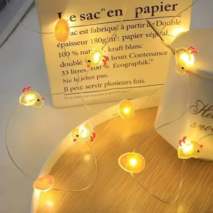 Enchanting Glow, Charming LED Chicken & Egg Battery-Powered String Lights - Perfect for Easter, Christmas, Halloween, Thanksgiving, and New Year's Celebrations - Cute Decorative Atmosphere Lighting