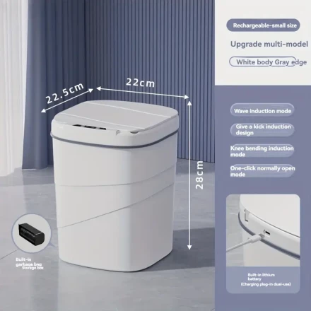 15L High-End Intelligent Sensor Trash Multi-Functional Light Luxury Household Kitchen Bathroom Portable Sensor Open-Lid Trash, Trash