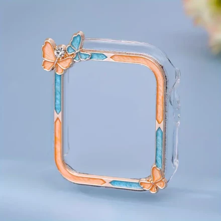 Oil Painting Butterfly Shape for Apple Watch 56789SE Series Compatible with 40mm/41mm/44mm/45mm Hard PC Material Watch Case