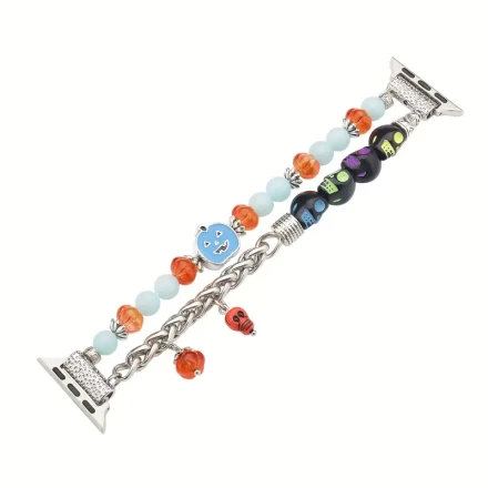 Beading Halloween Luminous Chain Strap Suitable for iwatchs10 Strap New s9 Apple Watch s8 Textured Glass Fiber Suitable for apple watch7/se/6/5/4 Sports Breathable 38/40/41/42/44/45/46/49mm High-end Glass Fiber Men and Women High-end Niche