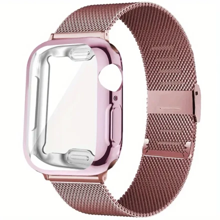 Milanese Loop Strap+Case For iWatch Band 46mm 42mm 45mm 44mm 40mm 41mm Adjustable Metal Stainless Steel Bracelet for iwatch Series 10 SE 9 8 7 6 5 4