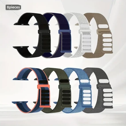 8 Pack Sport nylon loop strap compatible for iwatch strap 38mm40mm41mm42mm44mm45mm46mm49mm, suitable for men and women, adjustable breathable woven strap suitable for iwatch series 10/9/8/7/6/5/4/3/2/1/SE/