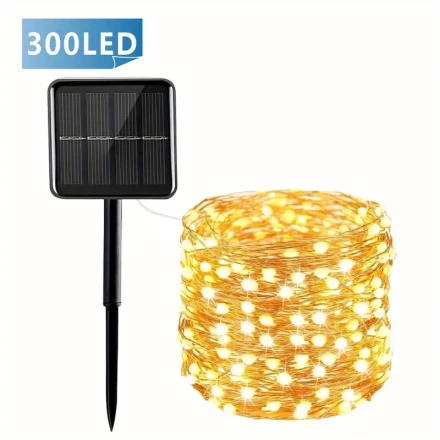 Solar Fairy Lights - 8 Modes, Copper Wire String Lights for Outdoor Christmas, Garden, Patio, Tree, Party, Yard, Wedding Decorations - High-Quality Nickel Battery Powered, Mini Solar Lights, New Year Christmas Decorations Lights, Thanksgiving