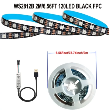 5.0meter 299.92cm 199.95cm 99.97cm AOEVK LED Strip Lights 5050 RGB+IC 60Led/M 60Pixel/M Individually Addressable Digital Night Light with Chase Effect 5V USB Ws2812B Color Changing 127.0-215.9cm TV Backlight Perfect Gift for Garden Decoration Home Decorat