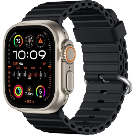 Silicone Ocean Sport Band, Waterproof Replacement Strap for Apple Watch Ultra 2/iWatch Series 10/9/8/7/6/5/4/3/2/1/SE, Soft and Durable, Compatible with 49/45/46/44/42mm - for Men