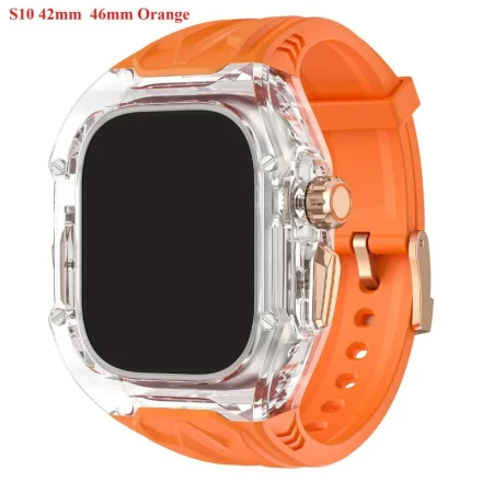 Nine2Five 46mm PC Material Case with Luxury Crystal Clear TPU Strap, Unisex Protective Cover for Apple Watch Series 10, Shockproof Protective Case