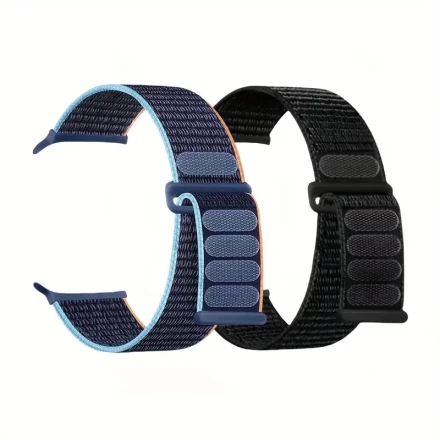 2Pairs Nylon Two-section Watch Bands, Soft And Breathable Sport Nylon Loop Strap Compatible with Apple Watch Bands 38mm/40mm/41mm, Women Men Adjustable Straps for iWatch Series SE 10/9/8/7/6/5/4/3/2/1