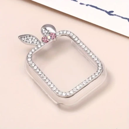Elegant Rabbit Ear Crystal Accent Watch Case for Iwatch 40/41Mm/1.61In & 44/45Mm/1.77In - PC Material