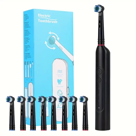 ORINATOLA Electric Toothbrush, 8 Brush Heads, 1 Travel Case, 3 Rotation Cleaning Modes, USB C Fast Charging,, Can Be Used in the Shower