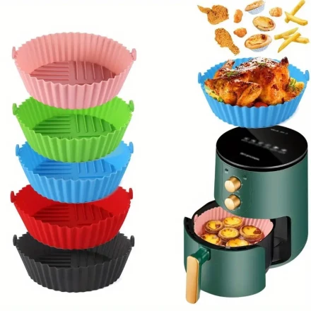 Silicone Air Fryer Liners - Reusable, Non-Flammable, Multipurpose Silicone Pot Insert for Air Fryers, Ovens & Microwaves - Kitchen Accessory for Baking & Cooking, Practical Easy Clean Up